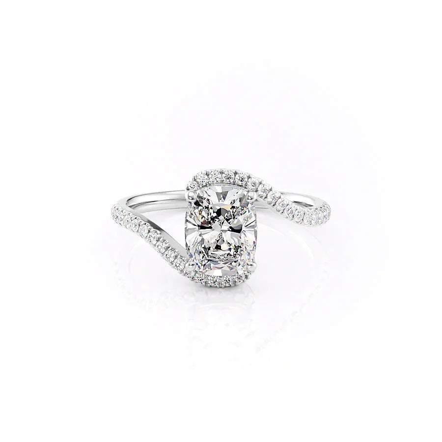 The Pave Skyler Set With A 1 Carat Elongated Cushion Lab Diamond