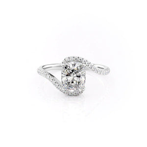 The Pave Skyler Set With A 3.5 Carat Elongated Cushion Moissanite