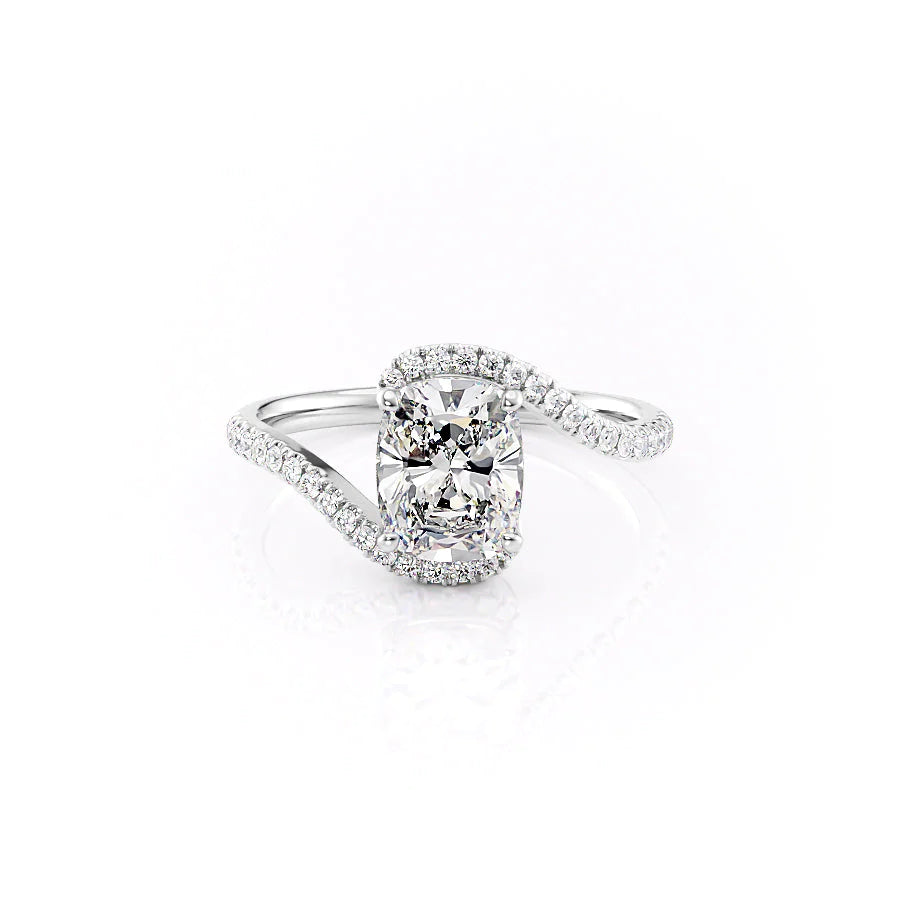 The Pave Skyler Set With A Elongated Cushion Moissanite