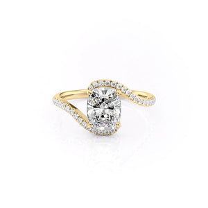 The Pave Skyler Set With A 3.5 Carat Elongated Cushion Moissanite