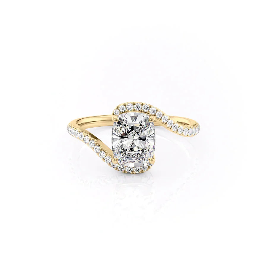 The Pave Skyler Set With A 2.5 Carat Elongated Cushion Lab Diamond