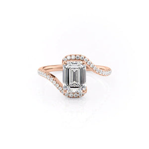 The Pave Skyler Set With A 2.5 Carat Emerald Moissanite