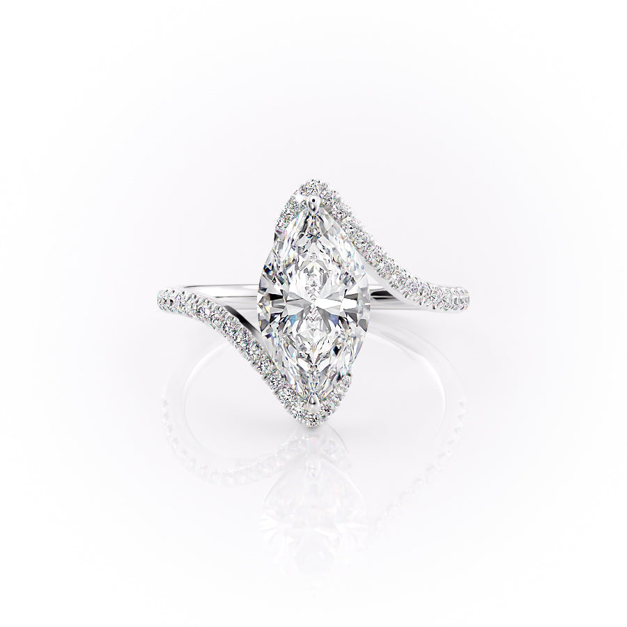 The Pave Skyler Set With A 1.5 Carat Marquise Moissanite