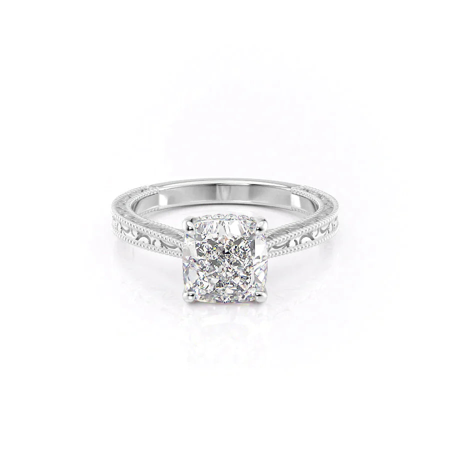 The Elizabeth Set With A 1 Carat Cushion Lab Diamond