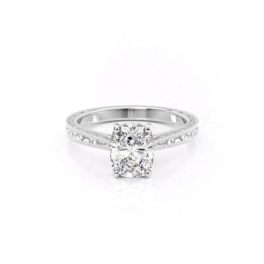 The Elizabeth Set With A 1 Carat Elongated Cushion Lab Diamond