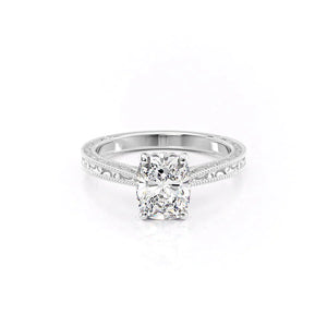 The Elizabeth Set With A 1.5 Carat Elongated Cushion Lab Diamond