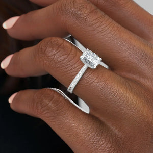The Elizabeth Set With A 1.5 Carat Elongated Cushion Lab Diamond