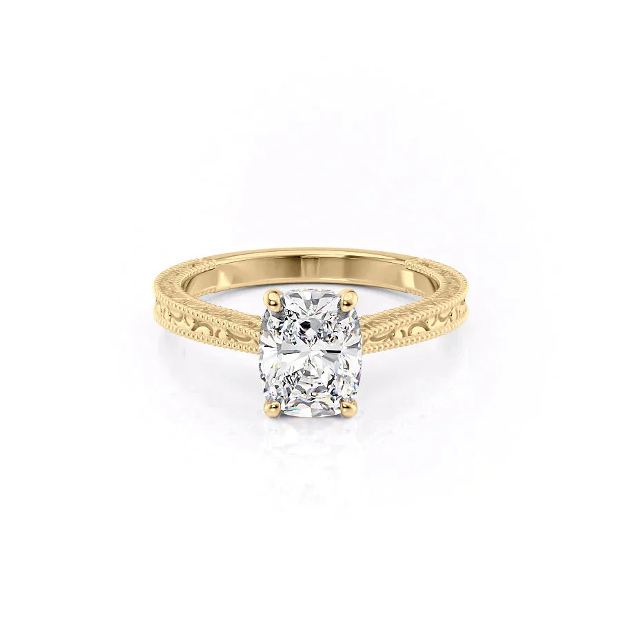 The Elizabeth Set With A 1.5 Carat Elongated Cushion Lab Diamond