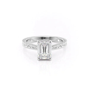 The Elizabeth Set With A 1.5 Carat Emerald Lab Diamond
