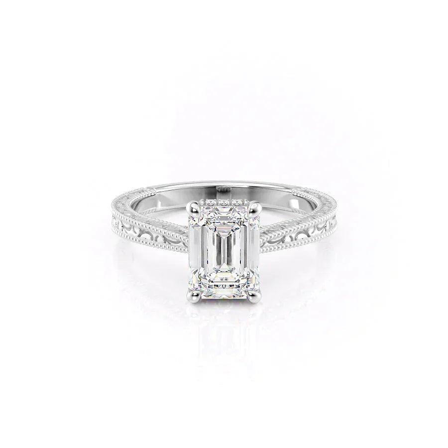 The Elizabeth Set With A Emerald Moissanite