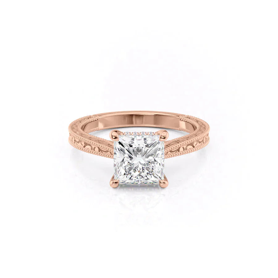 The Elizabeth Set With A 3 Carat Princess Lab Diamond