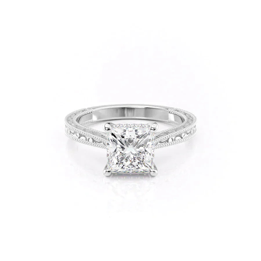 The Elizabeth Set With A 1 Carat Princess Lab Diamond