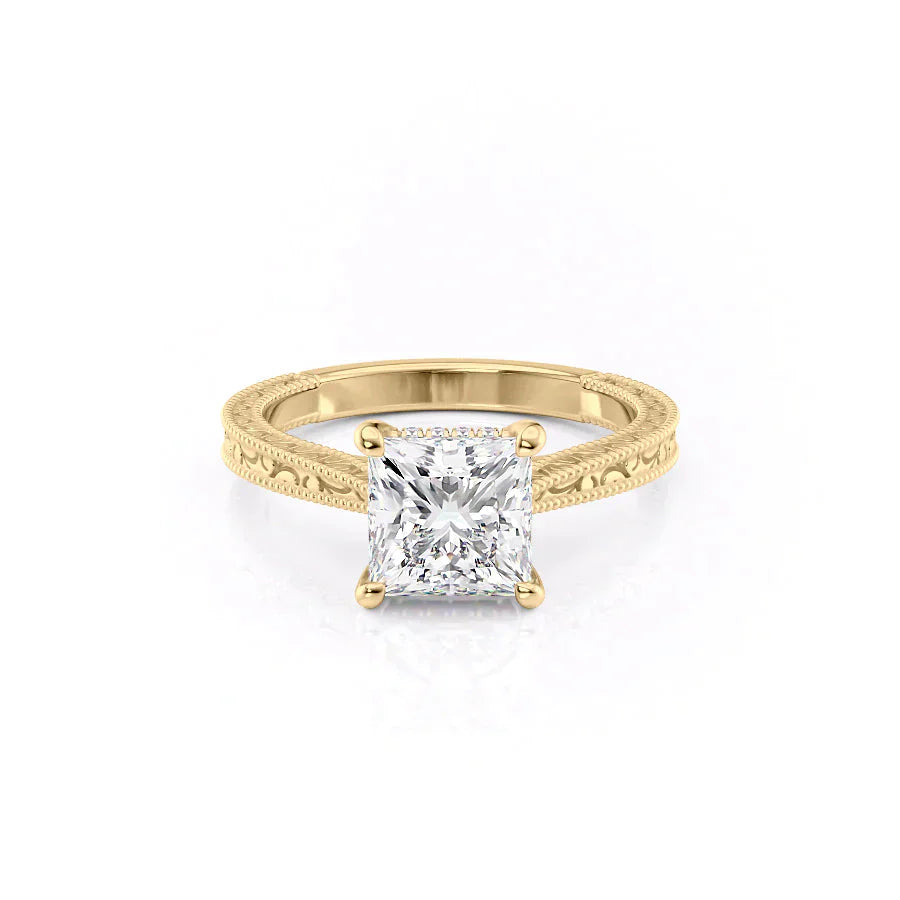 The Elizabeth Set With A 1 Carat Princess Lab Diamond
