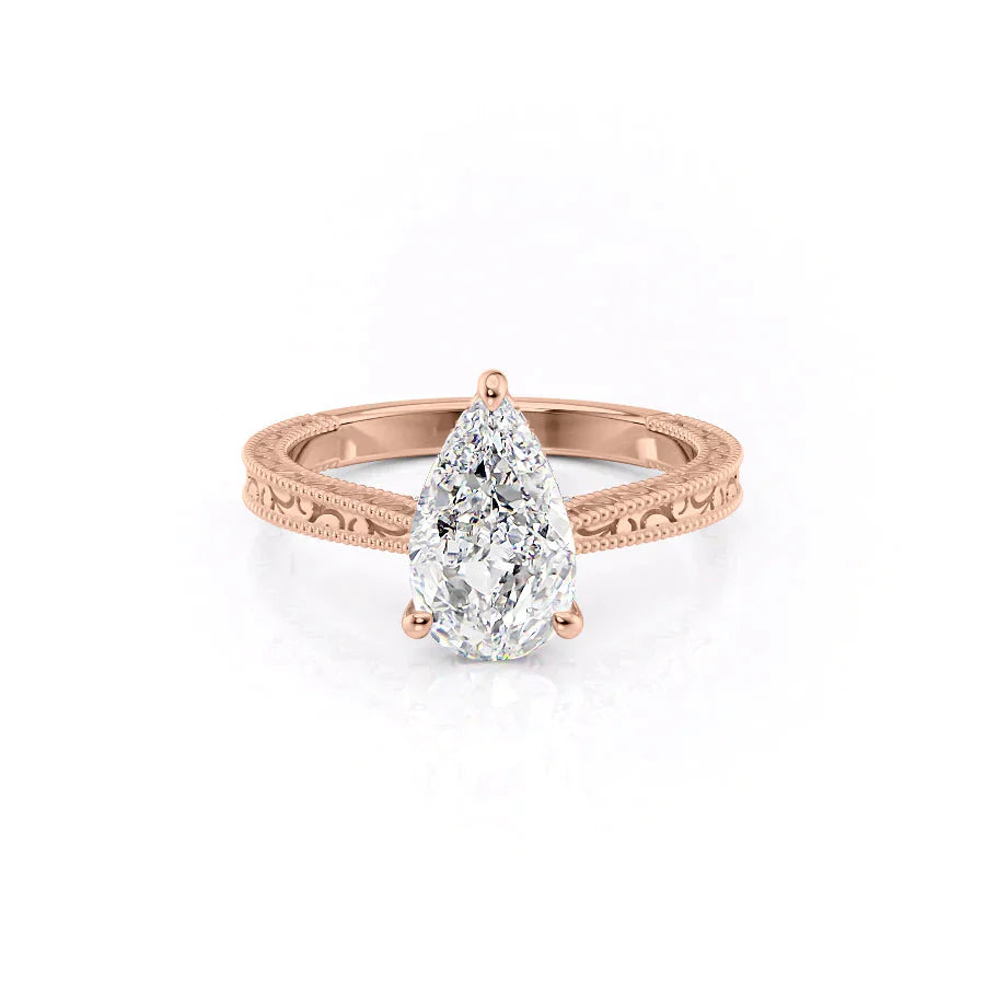 The Elizabeth Set With A 3 Carat Pear Lab Diamond
