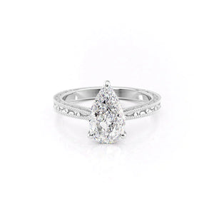 The Elizabeth Set With A 1.5 Carat Pear Lab Diamond