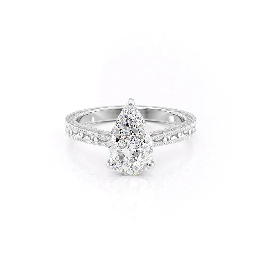 The Elizabeth Set With A 3 Carat Pear Lab Diamond