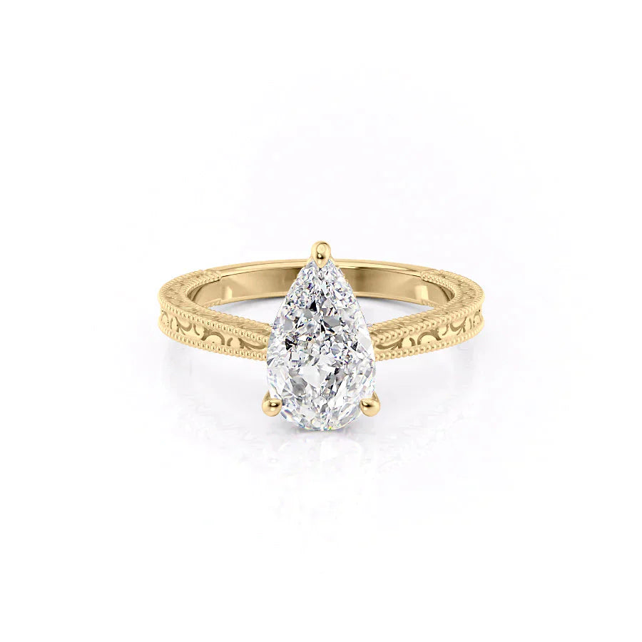 The Elizabeth Set With A 3 Carat Pear Lab Diamond
