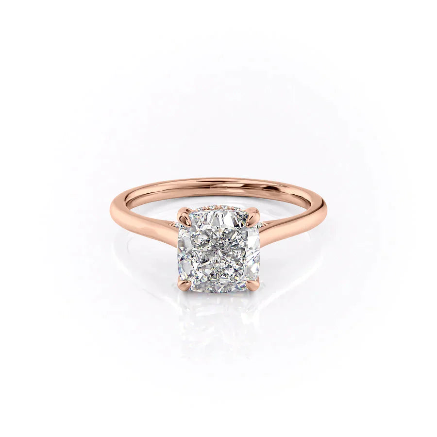 The Natalie Set With A 2.5 Carat Cushion Lab Diamond