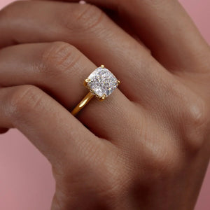 The Natalie Set With A 3.5 Carat Cushion Moissanite