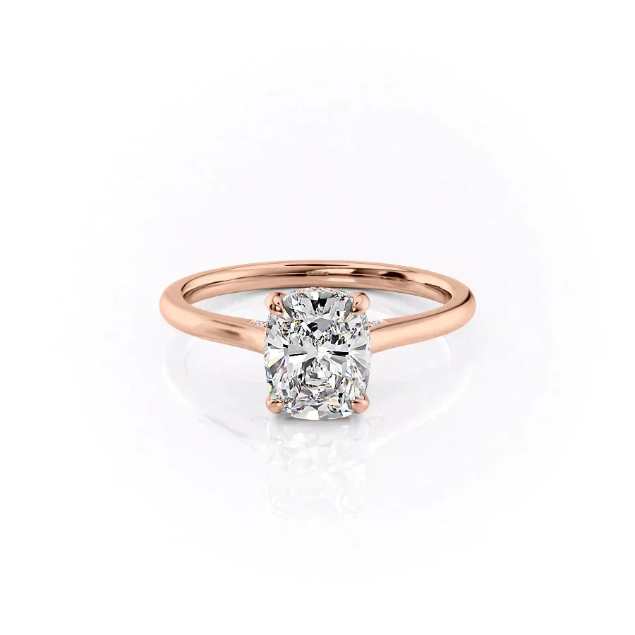 The Natalie Set With A 2.5 Carat Elongated Cushion Lab Diamond