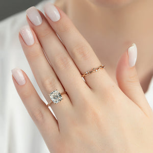 The Natalie Set With A 2 Carat Elongated Cushion Lab Diamond