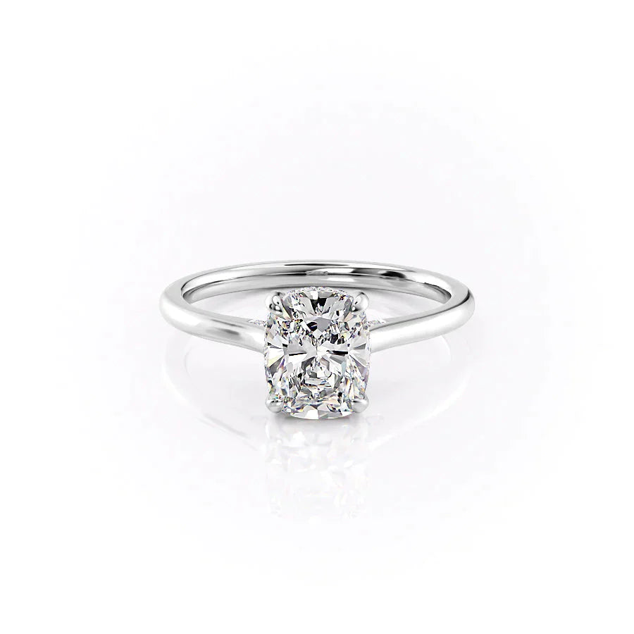 The Natalie Set With A 2.5 Carat Elongated Cushion Lab Diamond