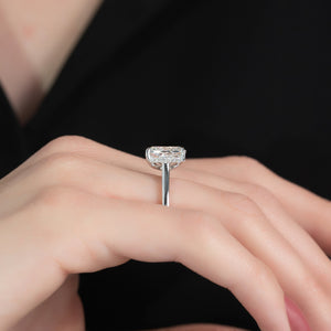 The Natalie Set With A 1.5 Carat Elongated Cushion Moissanite