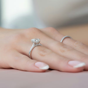 The Natalie Set With A 1.5 Carat Elongated Cushion Moissanite