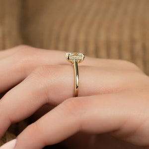 The Natalie Set With A 2.5 Carat Elongated Cushion Moissanite