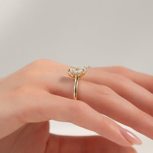 The Natalie Set With A 2.5 Carat Elongated Cushion Moissanite