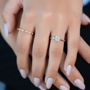 The Natalie Set With A 2.5 Carat Elongated Cushion Moissanite