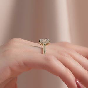 The Natalie Set With A 2.5 Carat Elongated Cushion Moissanite