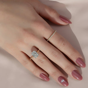 The Natalie Set With A 2.5 Carat Elongated Cushion Moissanite