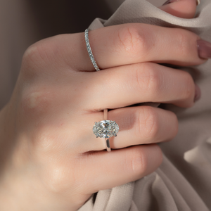 The Natalie Set With A 3.5 Carat Oval Moissanite