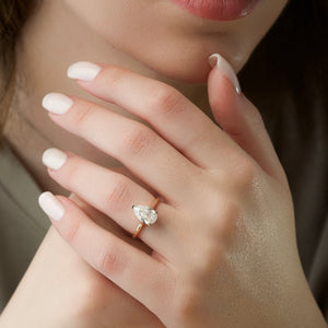 The Natalie Set With A 3.5 Carat Pear Moissanite