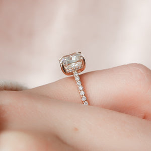 The Pave Natalie Set With A 1 Carat Cushion Lab Diamond