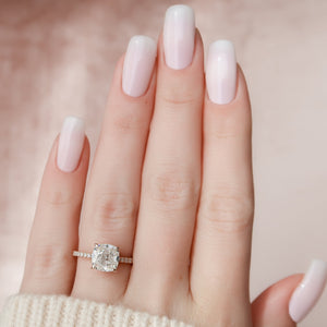 The Pave Natalie Set With A 1 Carat Cushion Lab Diamond