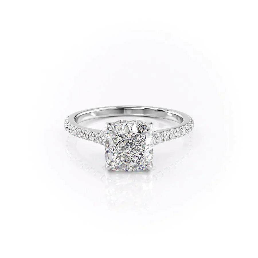 The Pave Natalie Set With A 2.5 Carat Cushion Moissanite