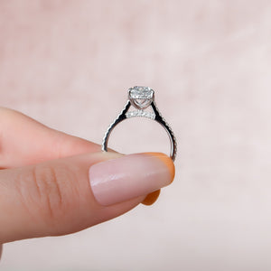 The Pave Natalie Set With A 3 Carat Cushion Lab Diamond
