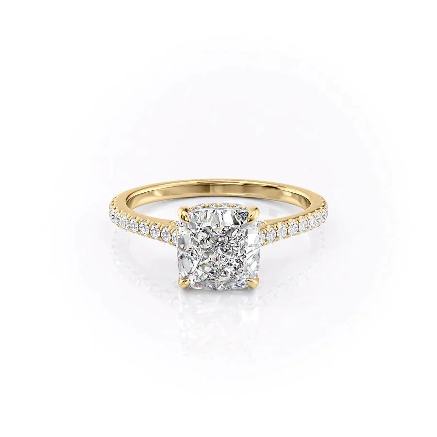 The Pave Natalie Set With A 1.5 Carat Cushion Lab Diamond