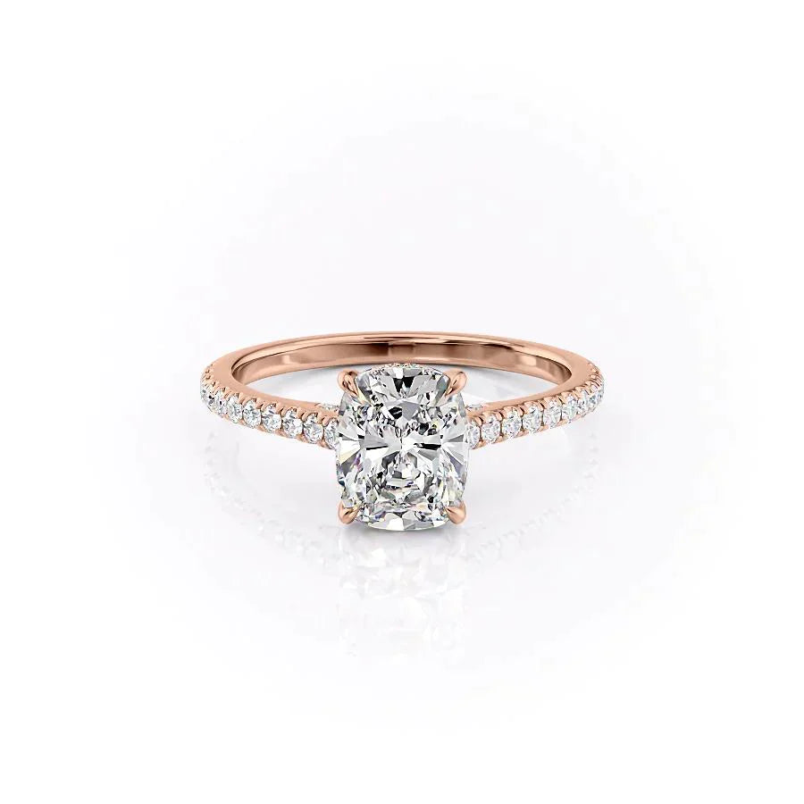 The Pave Natalie Set With A 1.5 Carat Elongated Cushion Moissanite