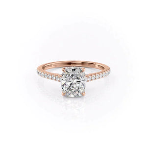 The Pave Natalie Set With A 1.5 Carat Elongated Cushion Moissanite