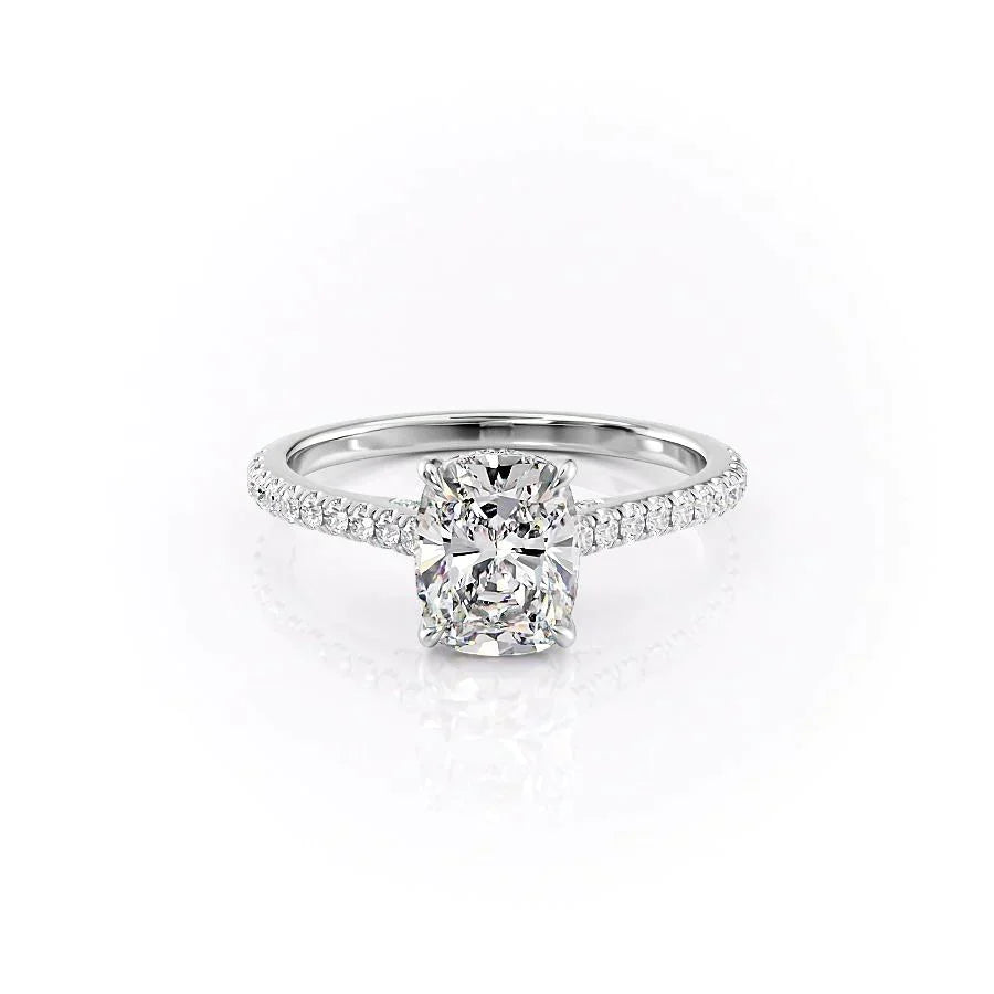 The Pave Natalie Set With A Elongated Cushion Moissanite