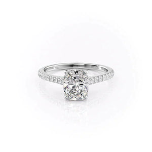 The Pave Natalie Set With A 2.5 Carat Elongated Cushion Moissanite
