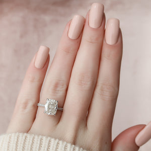 The Pave Natalie Set With A 2 Carat Elongated Cushion Lab Diamond