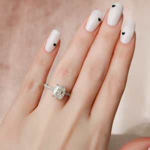 The Pave Natalie Set With A 2 Carat Elongated Cushion Lab Diamond