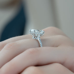 The Pave Natalie Set With A 2 Carat Elongated Cushion Lab Diamond