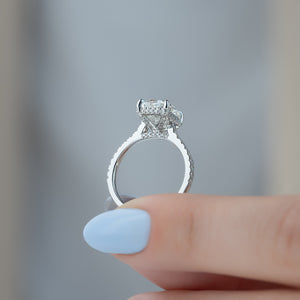 The Pave Natalie Set With A 2 Carat Elongated Cushion Lab Diamond