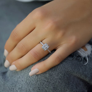 The Pave Natalie Set With A 2 Carat Elongated Cushion Lab Diamond