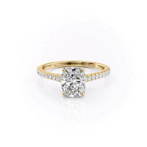 The Pave Natalie Set With A 1 Carat Elongated Cushion Lab Diamond